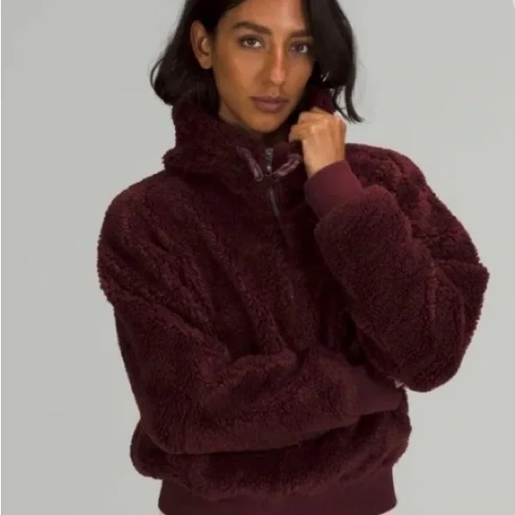 Lululemon textured fleece half-zip size 12-Merlot - Picture 1 of 3